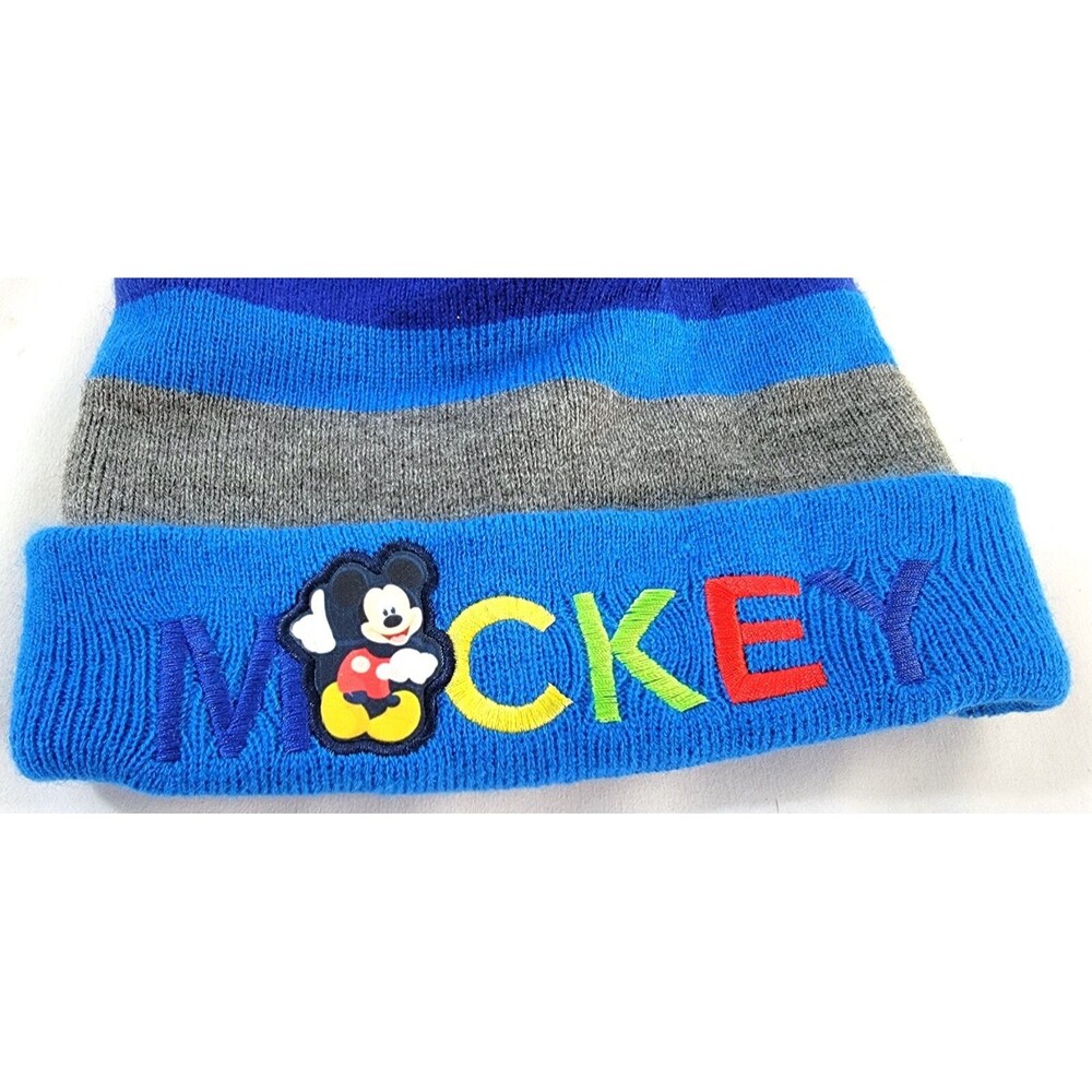 Vintage Disney Embroidered Mickey Mouse Kids Knit beanie Hat Multicolor - Picture 2 of 9